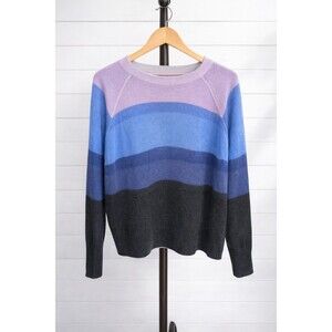 White + Warren 100% Cashmere Pastel colorblock Striped Crew  Sweater  M